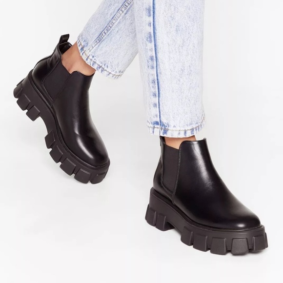 Nasty Gal You’re In The Driving Cleat Faux Leather Boots - Picture 1 of 5